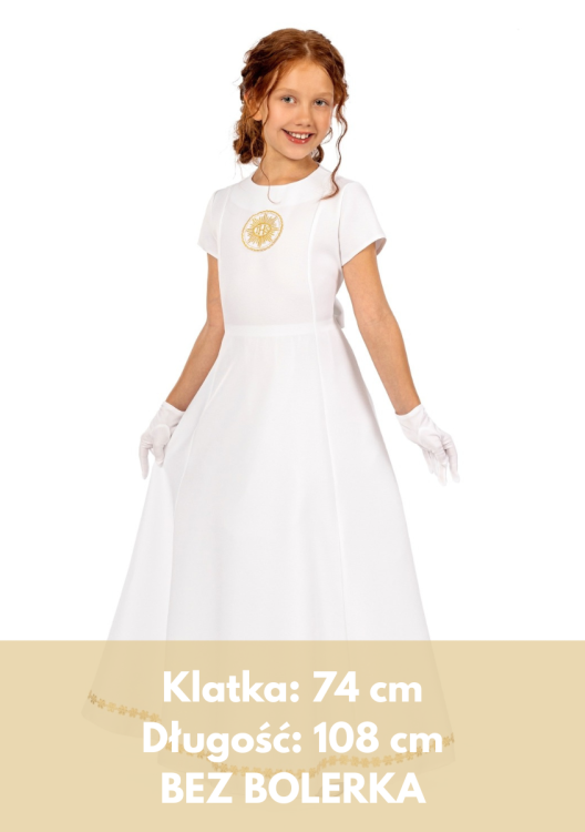 Sukienka komunijna- Julia złoty pełny kwiatek