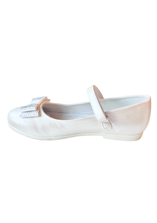 Buty komunijne baleriny z cekinową kokardką