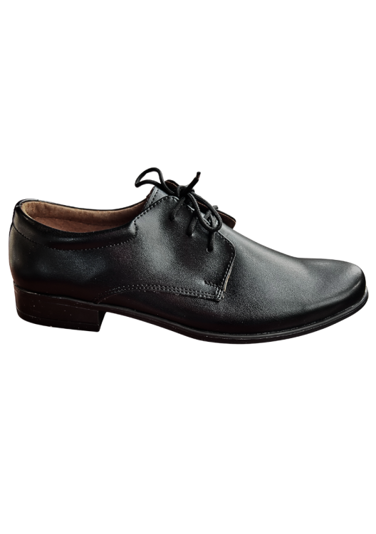 Buty komunijne czarne skórzane