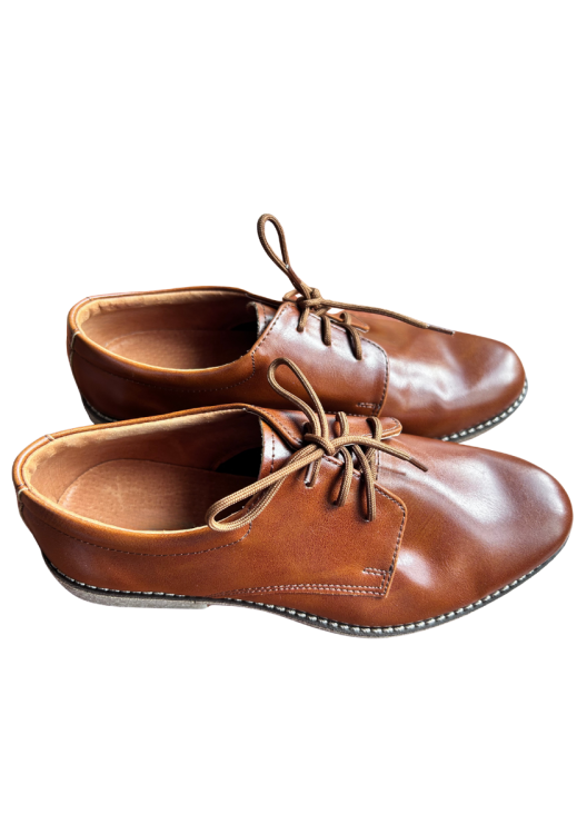 Buty komunijne brązowe skórzane