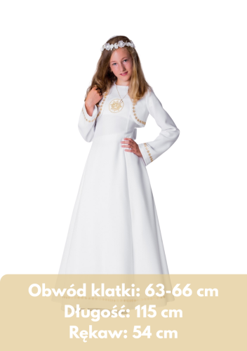 Sukienka komunijna Julia- złote obszycie z bolerkiem