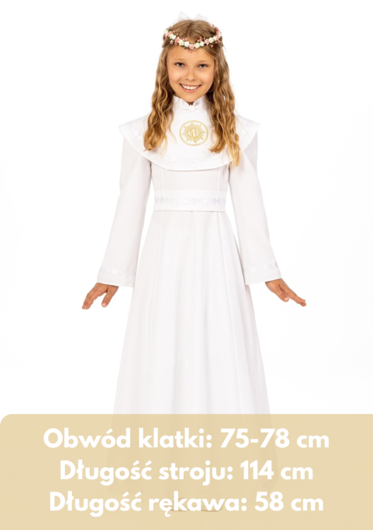 Sukienka komunijna Melania białe obszycie