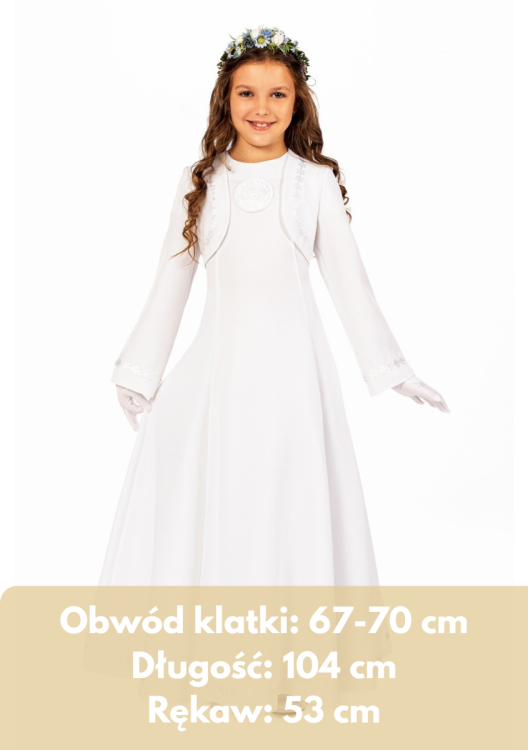 Sukienka komunijna Julia białe obszycie