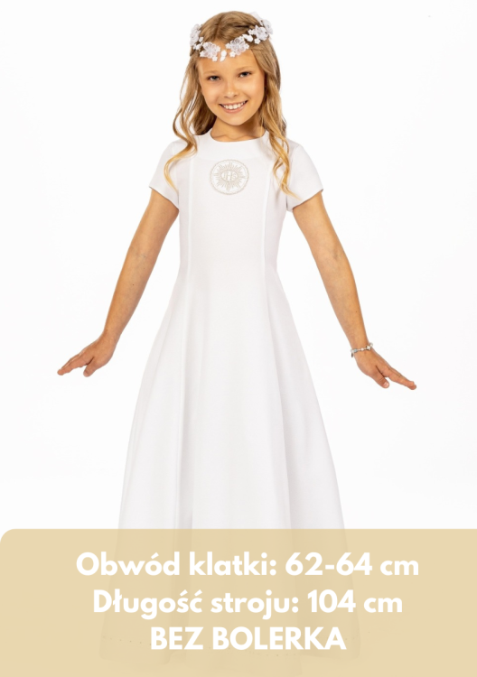 Sukienka komunijna julia białe obszycie