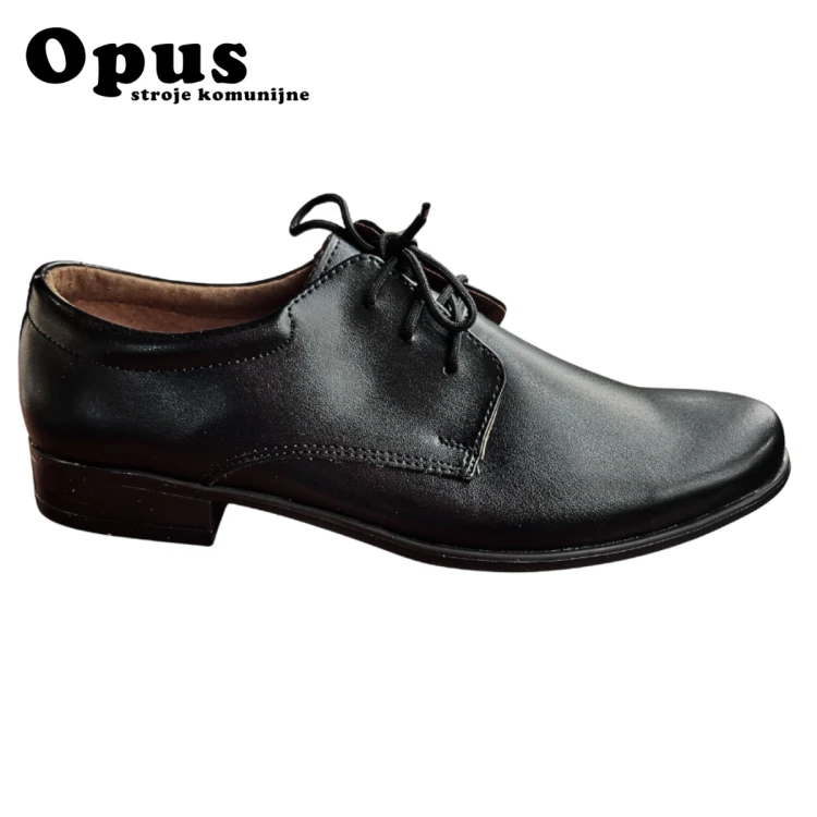 Buty komunijne czarne skórzane