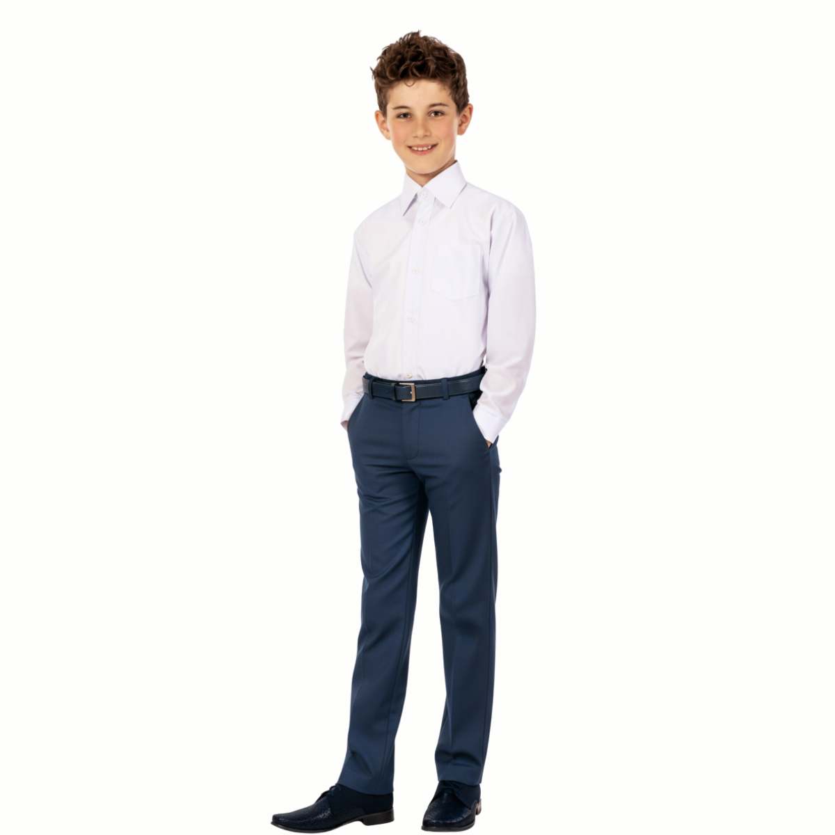 Spodnie komunijne garniturowe -granatowe